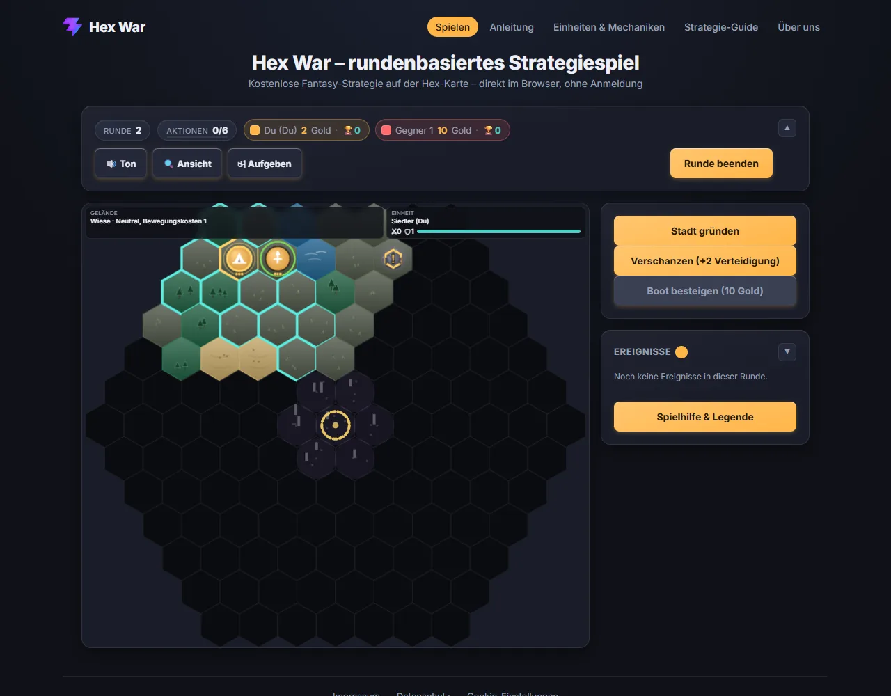 Ausgewählter Siedler mit dem Knopf Stadt gründen in der Seitenleiste